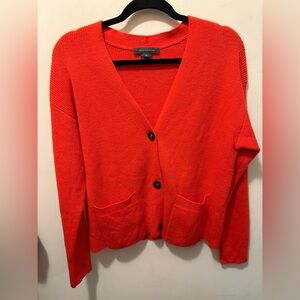 French Connction Tomasa ribbed Cardigan Orange three button size medium